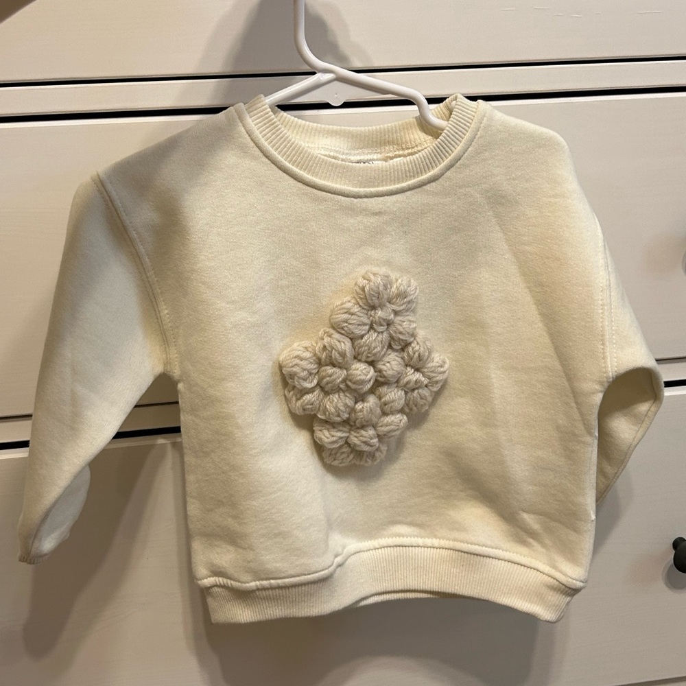 Cream Kids Sweater with Textured Design